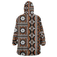 Fiji Masi Tapa Pattern Orange Wearable Blanket Hoodie - Polynesian Pride