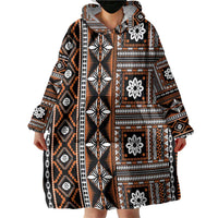Fiji Masi Tapa Pattern Orange Wearable Blanket Hoodie - Polynesian Pride