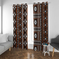 Fiji Masi Tapa Pattern Orange Window Curtain - Polynesian Pride