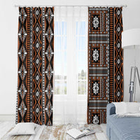 Fiji Masi Tapa Pattern Orange Window Curtain - Polynesian Pride