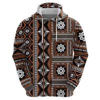 Fiji Masi Tapa Pattern Orange Zip Hoodie - Polynesian Pride