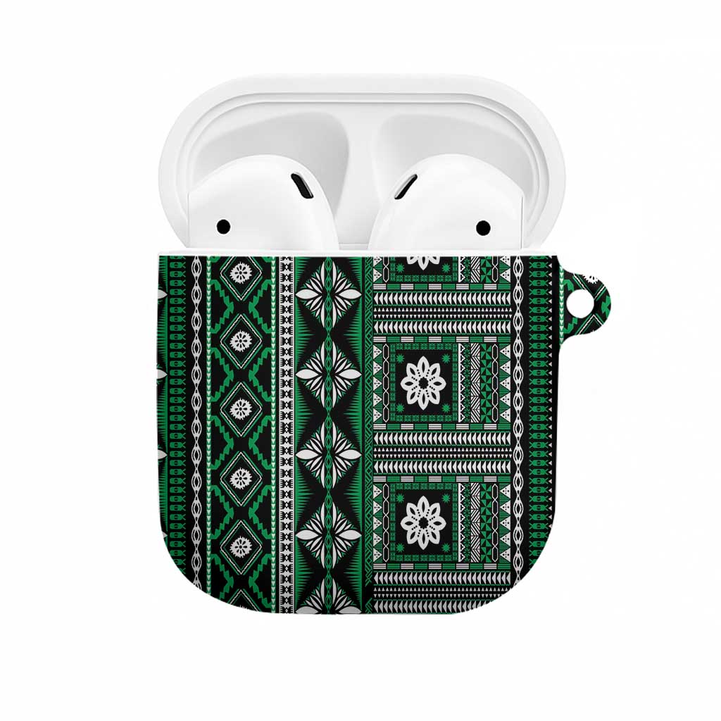 Fiji Masi Tapa Pattern Green AirPods Case - Polynesian Pride