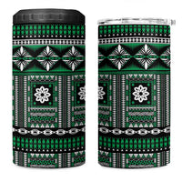 Fiji Masi Tapa Pattern Green 4 in 1 Can Cooler Tumbler - Polynesian Pride
