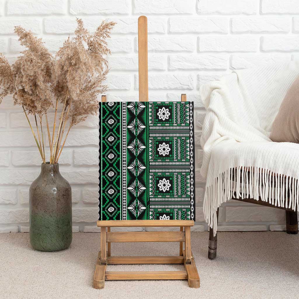 Fiji Masi Tapa Pattern Green Canvas Wall Art - Polynesian Pride