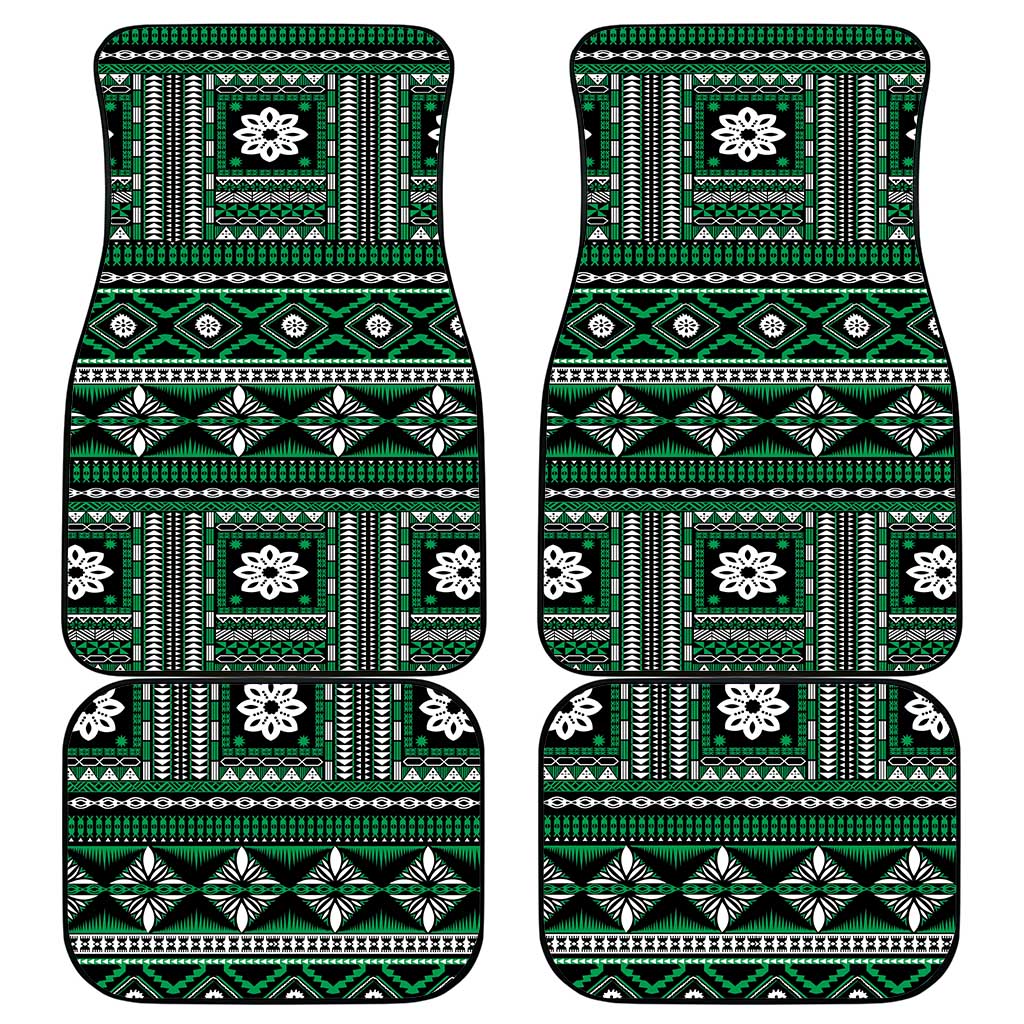 Fiji Masi Tapa Pattern Green Car Mats - Polynesian Pride