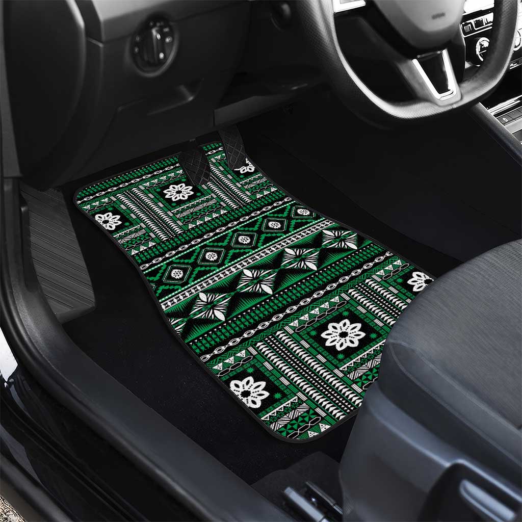 Fiji Masi Tapa Pattern Green Car Mats - Polynesian Pride