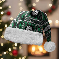 Fiji Masi Tapa Pattern Green Christmas Santa Hat - Polynesian Pride