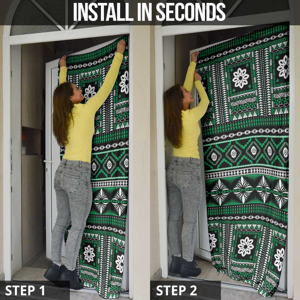 Fiji Masi Tapa Pattern Green Door Cover - Polynesian Pride