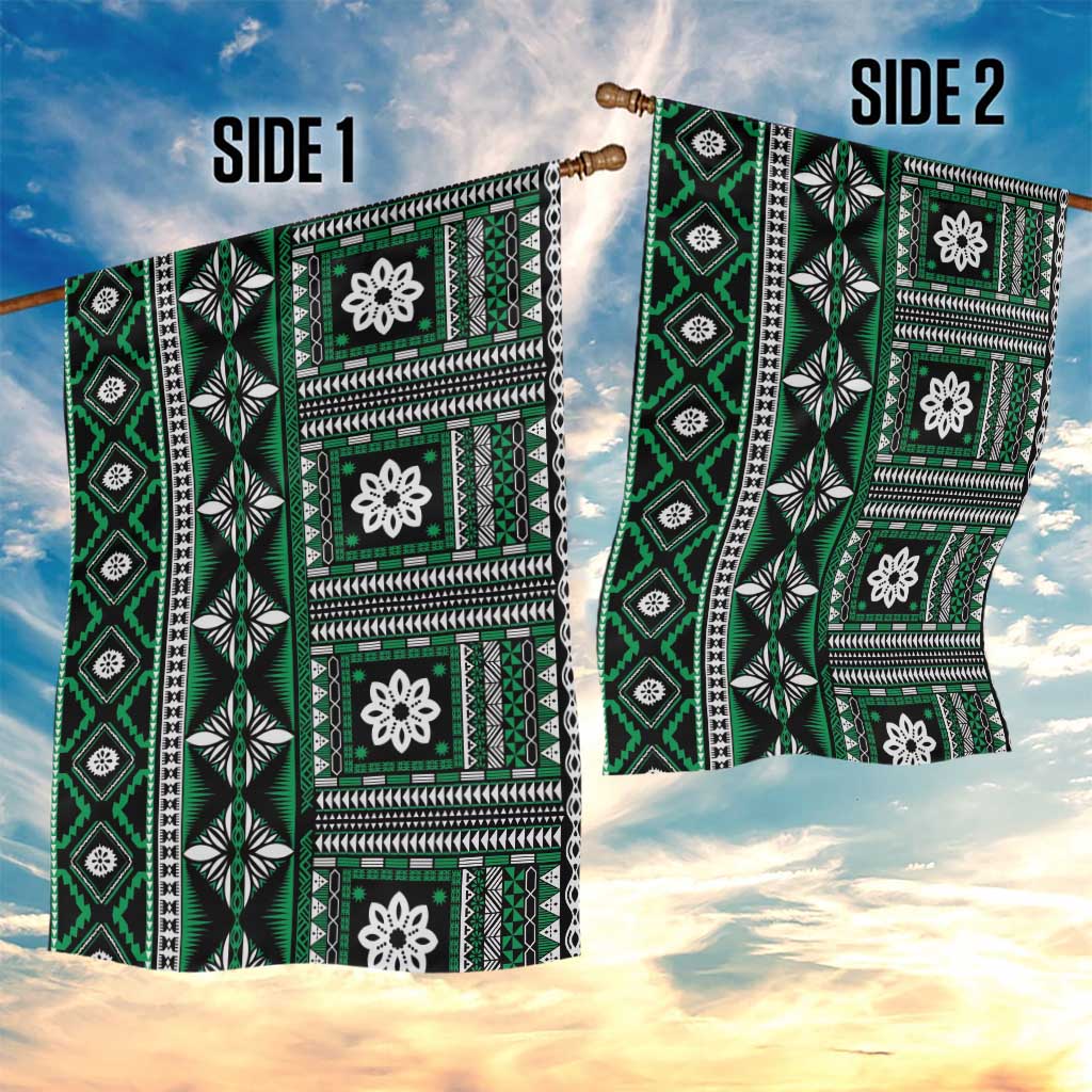 Fiji Masi Tapa Pattern Green Garden Flag - Polynesian Pride