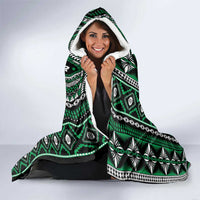 Fiji Masi Tapa Pattern Green Hooded Blanket - Polynesian Pride