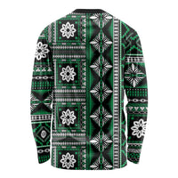 Fiji Masi Tapa Pattern Green Long Sleeve Shirt - Polynesian Pride
