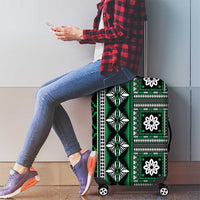 Fiji Masi Tapa Pattern Green Luggage Cover - Polynesian Pride