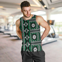 Fiji Masi Tapa Pattern Green Men Tank Top - Polynesian Pride