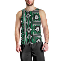 Fiji Masi Tapa Pattern Green Men Tank Top - Polynesian Pride