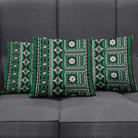 Fiji Masi Tapa Pattern Green Pillow Cover - Polynesian Pride