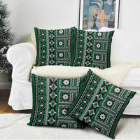 Fiji Masi Tapa Pattern Green Pillow Cover - Polynesian Pride
