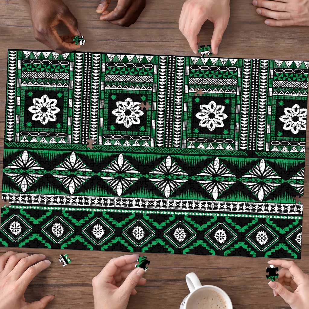 Fiji Masi Tapa Pattern Green Puzzle - Polynesian Pride