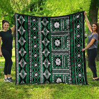 Fiji Masi Tapa Pattern Green Quilt - Polynesian Pride