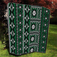Fiji Masi Tapa Pattern Green Quilt - Polynesian Pride