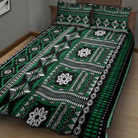 Fiji Masi Tapa Pattern Green Quilt Bed Set - Polynesian Pride