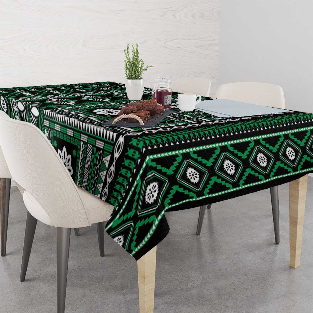 Fiji Masi Tapa Pattern Green Tablecloth - Polynesian Pride