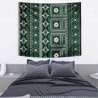 Fiji Masi Tapa Pattern Green Tapestry - Polynesian Pride