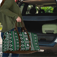 Fiji Masi Tapa Pattern Green Travel Bag - Polynesian Pride