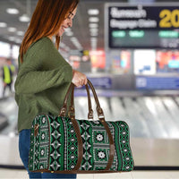 Fiji Masi Tapa Pattern Green Travel Bag - Polynesian Pride