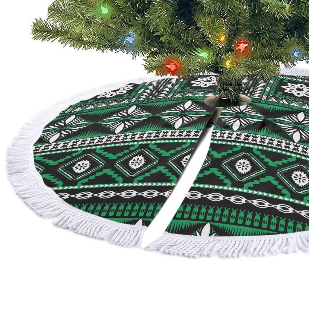 Fiji Masi Tapa Pattern Green Tree Skirt - Polynesian Pride