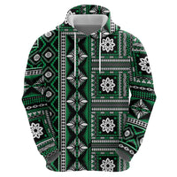 Fiji Masi Tapa Pattern Green Zip Hoodie - Polynesian Pride