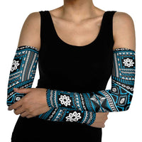 Fiji Masi Tapa Pattern Blue Arm Sleeves - Polynesian Pride