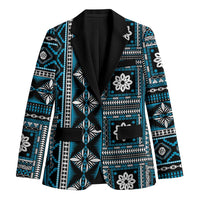 Fiji Masi Tapa Pattern Blue Blazer - Polynesian Pride