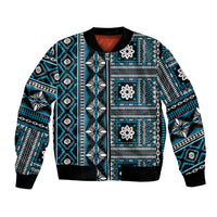 Fiji Masi Tapa Pattern Blue Bomber Jacket - Polynesian Pride
