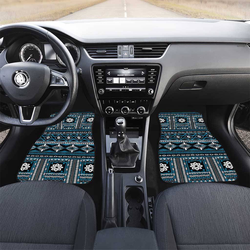 Fiji Masi Tapa Pattern Blue Car Mats - Polynesian Pride
