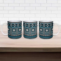 Fiji Masi Tapa Pattern Blue Ceramic Mug - Polynesian Pride