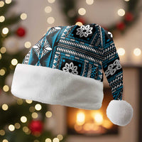 Fiji Masi Tapa Pattern Blue Christmas Santa Hat - Polynesian Pride