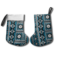 Fiji Masi Tapa Pattern Blue Christmas Stocking - Polynesian Pride