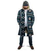 Fiji Masi Tapa Pattern Blue Cloak - Polynesian Pride