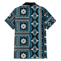 Fiji Masi Tapa Pattern Blue Family Matching Summer Maxi Dress and Hawaiian Shirt - Polynesian Pride