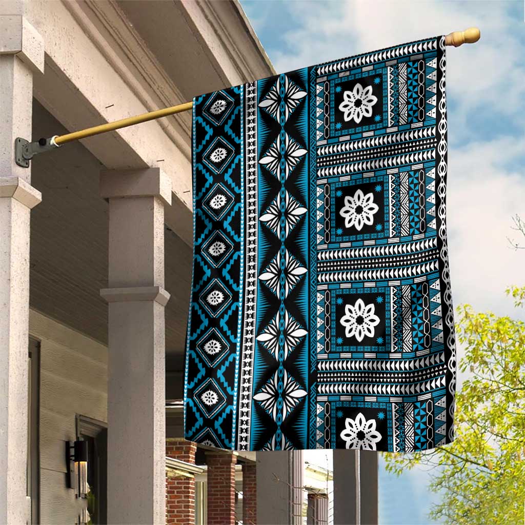 Fiji Masi Tapa Pattern Blue Garden Flag - Polynesian Pride
