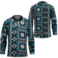 Fiji Masi Tapa Pattern Blue Hockey Jersey - Polynesian Pride