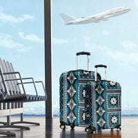 Fiji Masi Tapa Pattern Blue Luggage Cover - Polynesian Pride