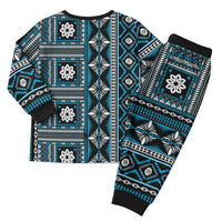 Fiji Masi Tapa Pattern Blue Christmas Pajama Set - Polynesian Pride