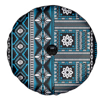 Fiji Masi Tapa Pattern Blue Spare Tire Cover - Polynesian Pride