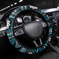 Fiji Masi Tapa Pattern Blue Steering Wheel Cover - Polynesian Pride