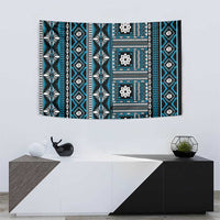 Fiji Masi Tapa Pattern Blue Tapestry - Polynesian Pride