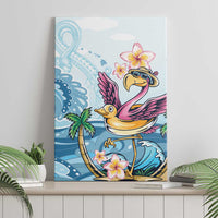 Hawaii Flamingo Canvas Wall Art Plumeria Tropical Beach