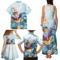 Hawaii Flamingo Family Matching Tank Maxi Dress and Hawaiian Shirt Plumeria Tropical Beach