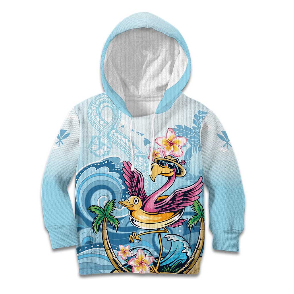 Hawaii Flamingo Kid Hoodie Plumeria Tropical Beach LT01 Hoodie Blue - Polynesian Pride