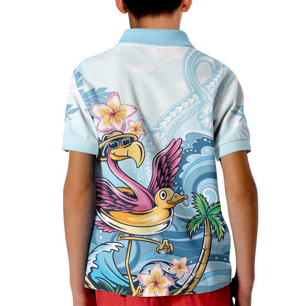Hawaii Flamingo Kid Polo Shirt Plumeria Tropical Beach LT01 - Polynesian Pride